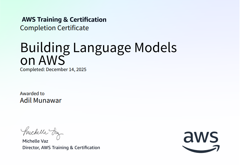 AWS Certificate for Adil Munawar
