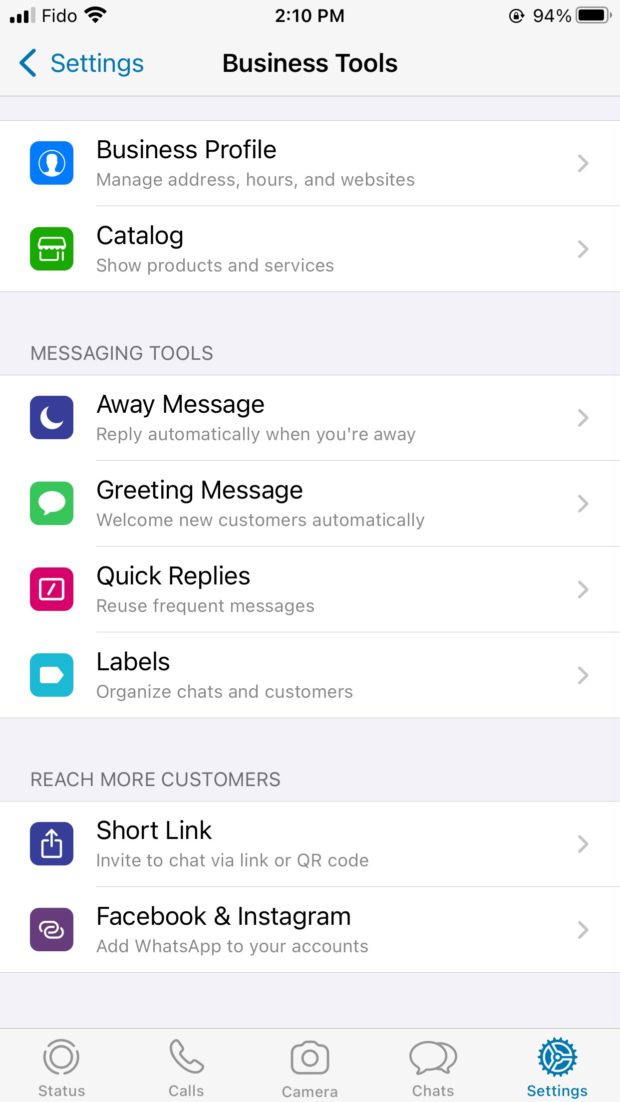 business tools settings