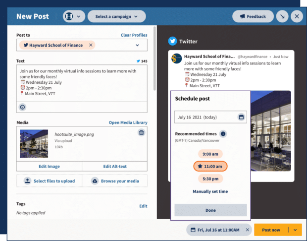 Hootsuite Composer - Horarios recomendados para publicar