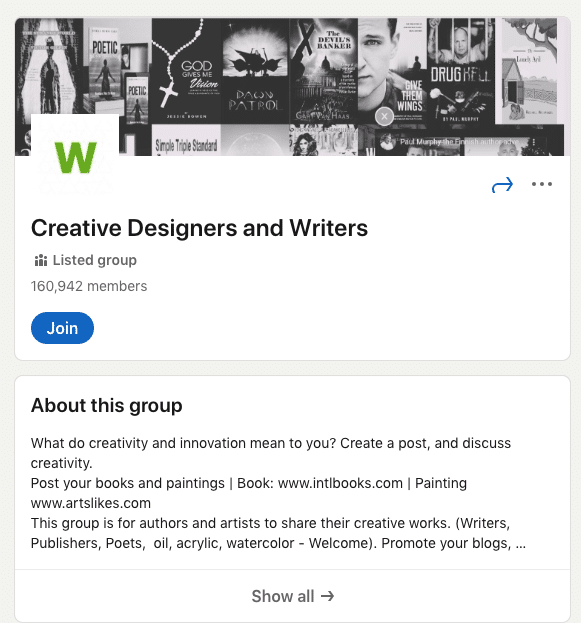 creative designers and writers group