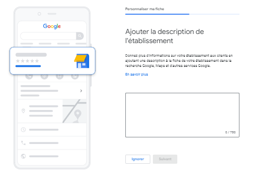 Personnalisation du profil et ajout d’une description de l’entreprise