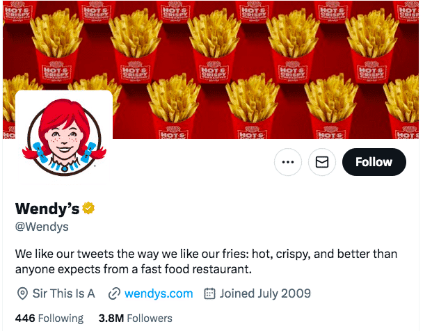 Wendys Twitter page hot crispy fries