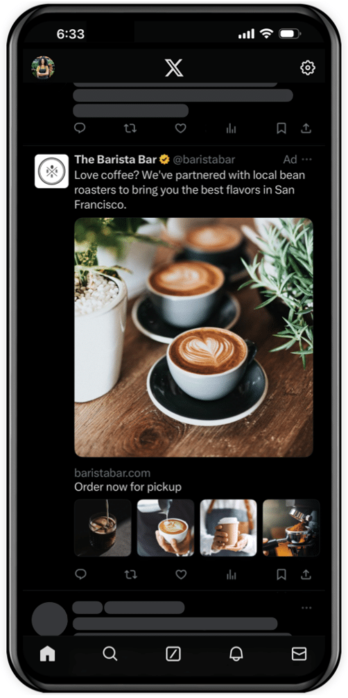 Collection ads The Barista Bar coffee order now for pick up