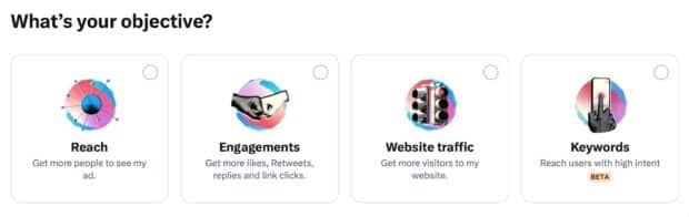 Campaign objectives reach engagements website traffic keywords