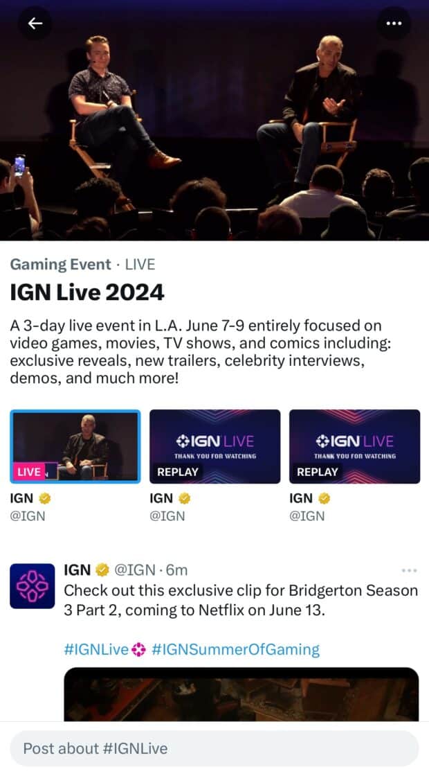 IGN Live 2024 Gaming Event Live Ad