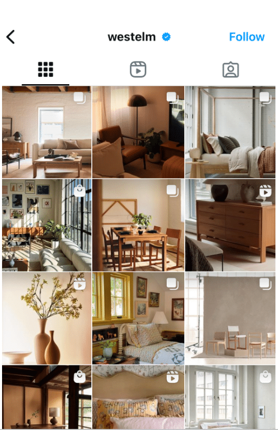 West Elm Instagram page