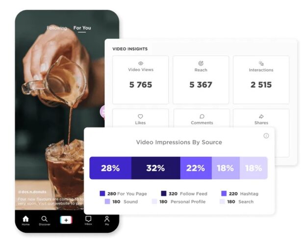 Sked Social video insights and impressions by source