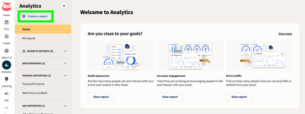 Hootsuite Analytics create a report