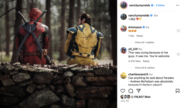 Vancity Reynolds emoji caption sword and coloured hearts