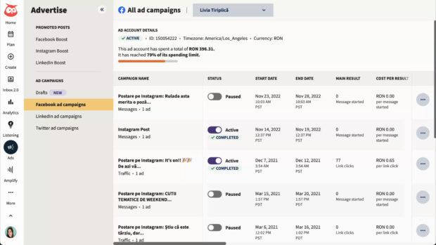 Hootsuite advertising view