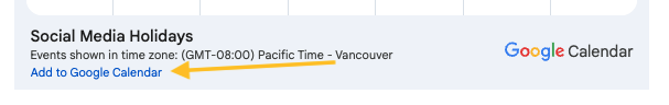Social media calendar add to calendar