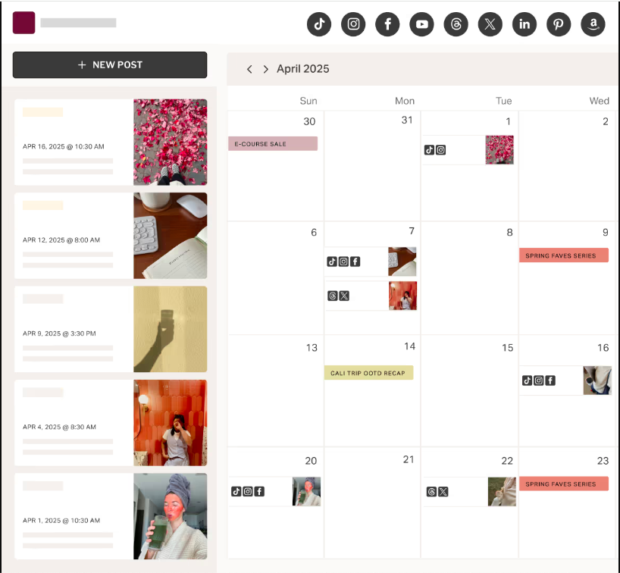 Planoly calendar Instagram and Pinterest scheduling