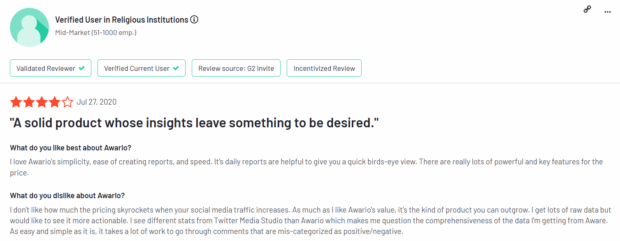Awario customer review solid product whose insights leave something to be desired