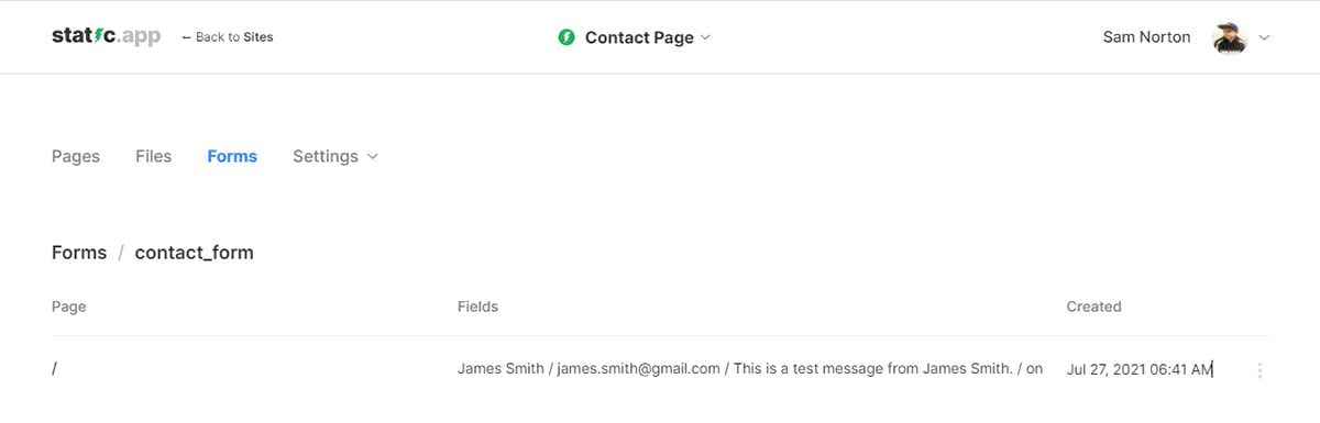 Contact details on Static.app