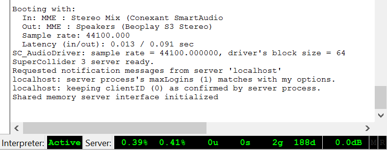 SuperCollider Boot Up