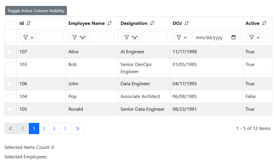 Blazor Bootstrap: Grid Component - Hide columns