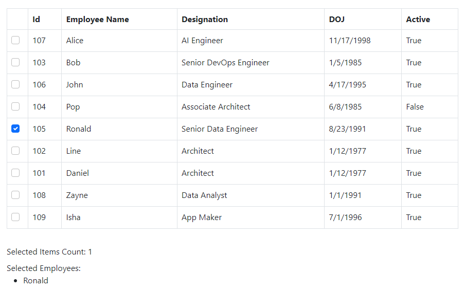Blazor Bootstrap: Grid Component - Selection