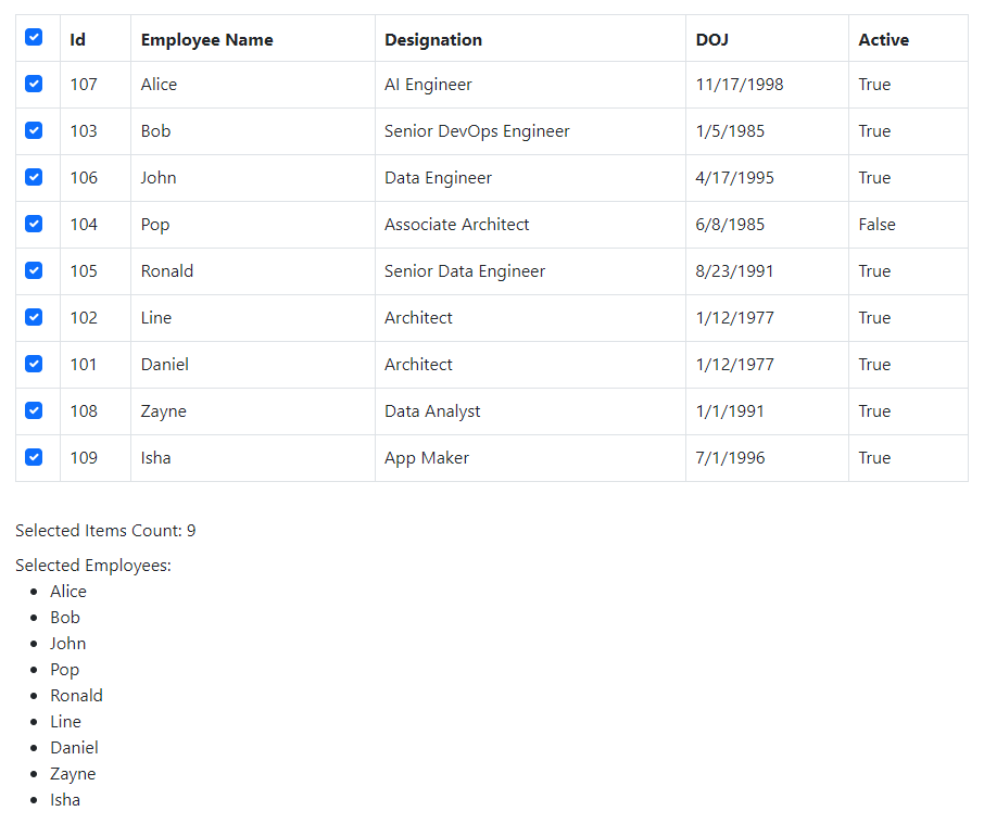 Blazor Bootstrap: Grid Component - Multiple selection