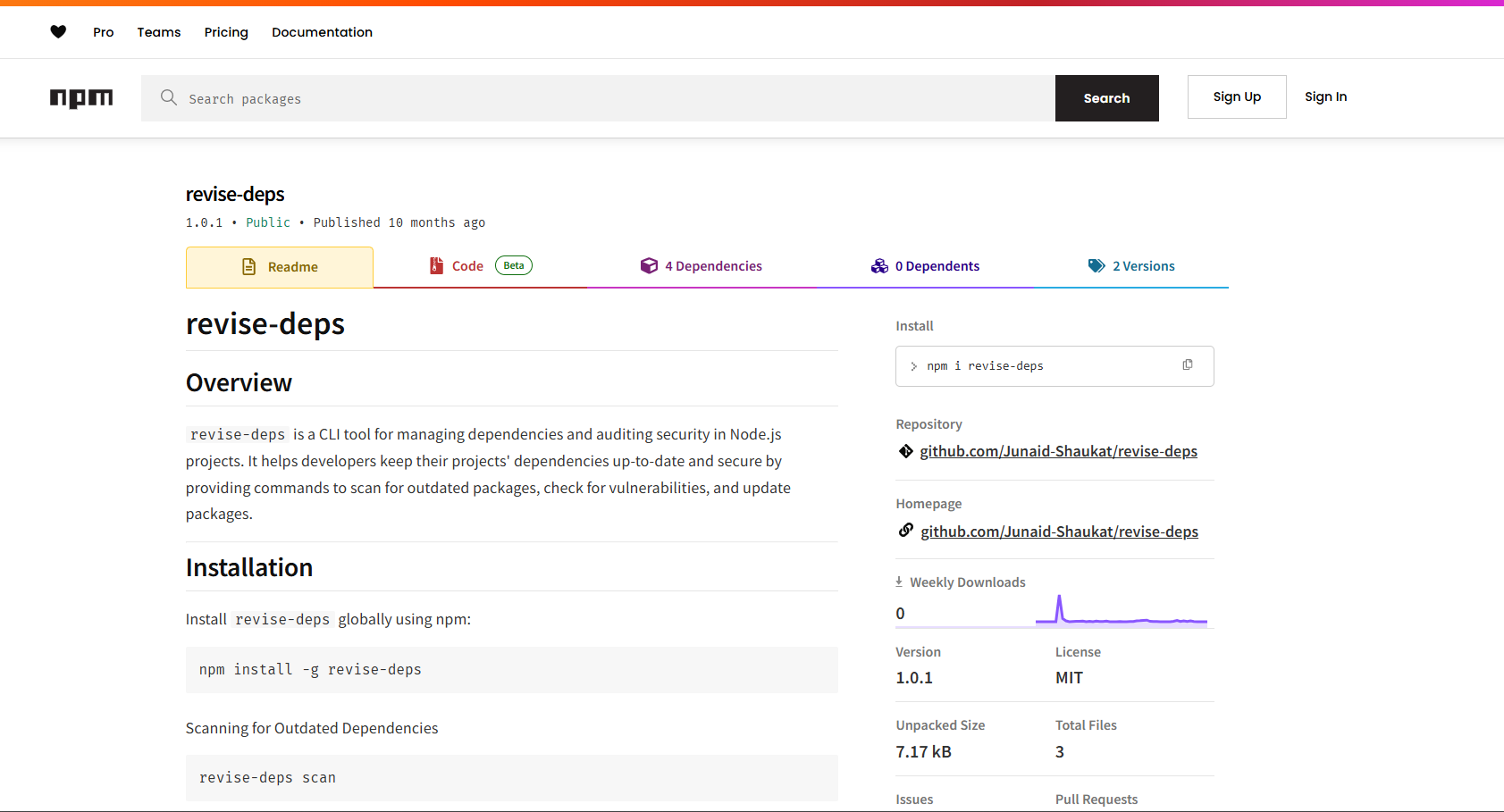 Revise-Deps CLI Tool